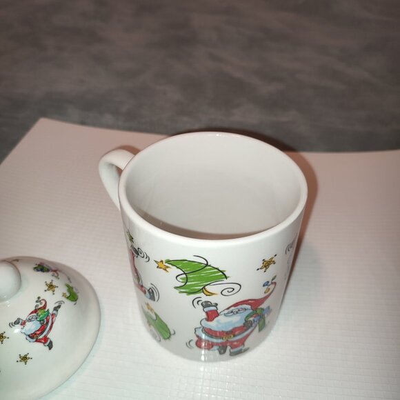 Santa Christmas Mug with Lid Tea Coffee Chocolate Candy MSI Vintage Ceramic - Picture 9 of 11